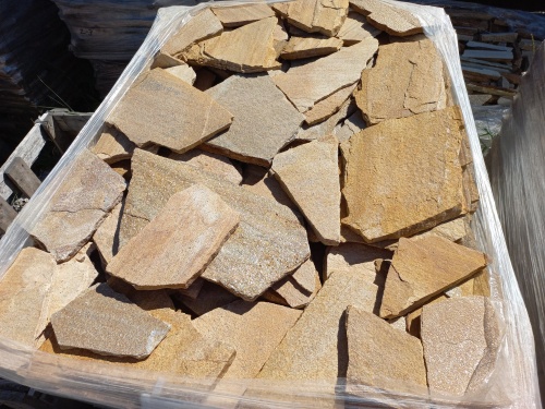 Плитняк златолит жёлтый золотистый для отмостки купить в Елабуге